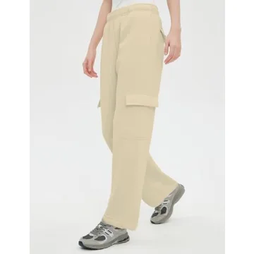 QIBABU Women's Fleece Cargo Joggers with Pockets