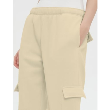 QIBABU Women's Fleece Cargo Joggers with Pockets