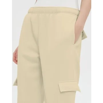 QIBABU Women's Fleece Cargo Joggers with Pockets