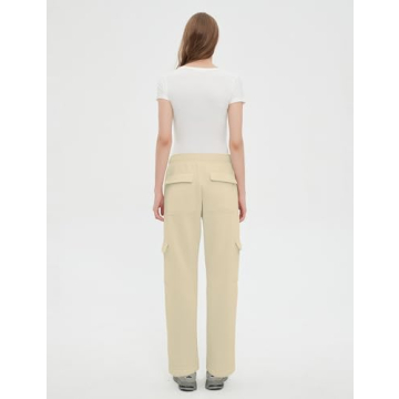 QIBABU Women's Fleece Cargo Joggers with Pockets