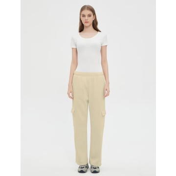 QIBABU Women's Fleece Cargo Joggers with Pockets