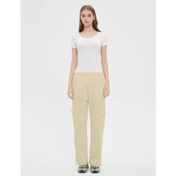 QIBABU Women's Fleece Cargo Joggers with Pockets