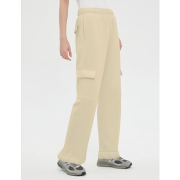 QIBABU Women's Fleece Cargo Joggers with Pockets