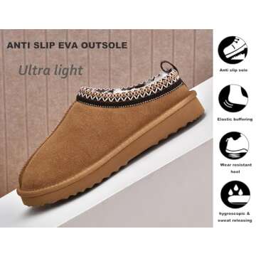 Meik Mangni Women's Slippers Platform Mini Boots Faux Fur Warm Winter Mules Cozy Warm House Shoes Indoor and Outdoor,Brown 9.5 US