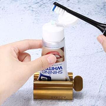 XYKEEY Toothpaste Tube Squeezer - Set of 2 Toothpaste Squeezer Rollers, Metal Toothpaste Tube Wringe...