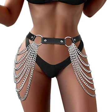 Stylish Punk Waist Chain Leather Body Chain for Women