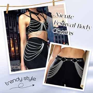 Stylish Punk Waist Chain Leather Body Chain for Women