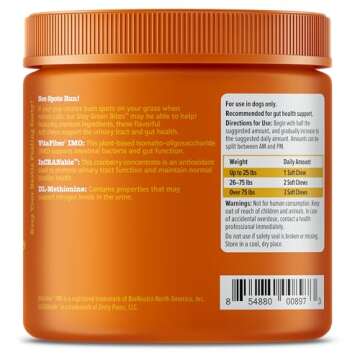 Zesty Paws Stay Green Bites for Dogs - Grass Burn Soft Chews for Lawn Spots Caused by Dog Urine - with Cranberry for Urinary Tract & Bladder - Beef - 90 Count