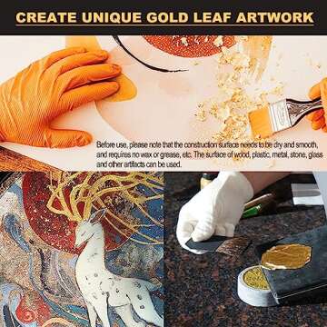 Wadities Gold Leaf Gilding Adhesive Set, 100ml Water Based Metal Leaf Glue and 100ml Varnish, Gold Leaf Sheets 100 pcs, 2 Brushes, for Craft, Painting and Arts