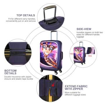 7-Mi 3D Print Design Travel Suitcase Protector Trolley Case Cover 19"-30" Sleeve (S(Fits to 19"-20" ...