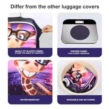 7-Mi 3D Print Design Travel Suitcase Protector Trolley Case Cover 19"-30" Sleeve (S(Fits to 19"-20" Trolley Case), Giraffe(New Version))