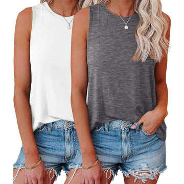 KKJ 2 Pack Women's Tank Tops: Summer Essential for Comfort & Style