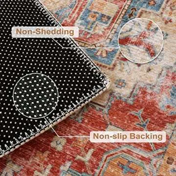 Lanffia Boho Rug Runner 2x5 Washable Hallway Runner Rug Vintage Distressed Entry Throw Area Rug Non-Slip Low-Pile Floor Carpet for Kitchen Bathroom Laundry Room Bedroom, Yellow/Multi