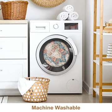 Lanffia Boho Rug Runner 2x5 Washable Hallway Runner Rug Vintage Distressed Entry Throw Area Rug Non-Slip Low-Pile Floor Carpet for Kitchen Bathroom Laundry Room Bedroom, Yellow/Multi