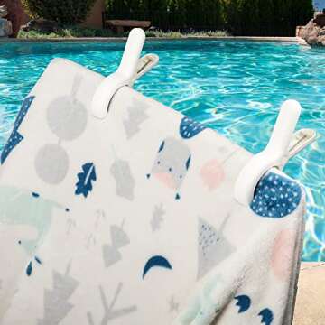 PAMISO Beach Towel Clip, 4 PCS Large Cloth Pins, Quilt Drying Clip, Plastic Clothespins, Strong Grip Holder to Dry Laundry on Clothesline and Hanging Rack