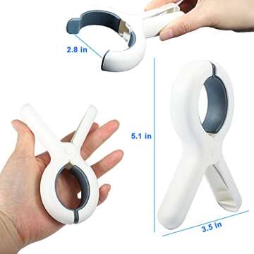 PAMISO Beach Towel Clip, 4 PCS Large Cloth Pins, Quilt Drying Clip, Plastic Clothespins, Strong Grip Holder to Dry Laundry on Clothesline and Hanging Rack