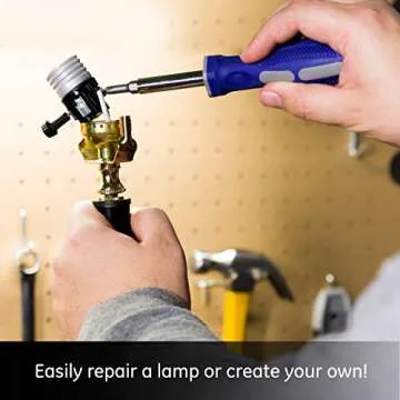 GE Power Gear 8 Ft Lamp Cord, Polarized Molded Plug, 2-Prong, DIY Repair/Replacement, UL Listed, White, 54475