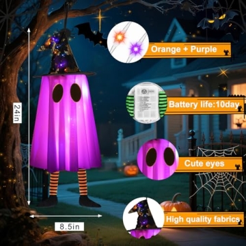 Cute 6P Lights Up Hanging Ghosts for Halloween with Timer & Waterproof Quality