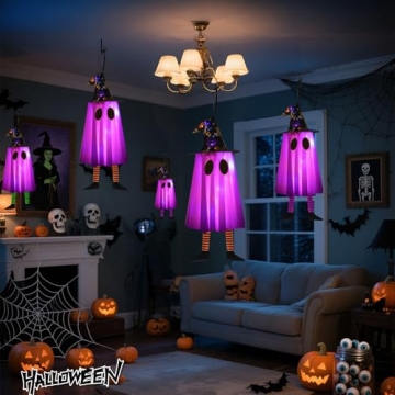 6P Halloween Hanging Ghosts with Timer and Waterproof Design