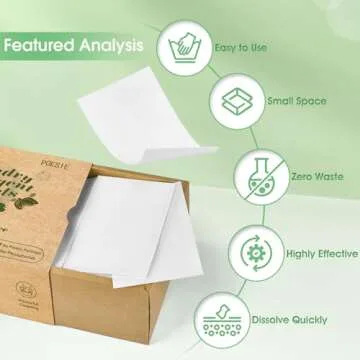 Poesie Laundry Detergent Sheets Detergent Fragrance Free Plastic-Free Precut Zero Waste 160 Sheets Liquidless Washing Sheets for Home Dorm Travel Camping Hiking Portable
