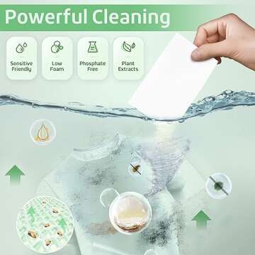 Poesie Laundry Detergent Sheets Detergent Fragrance Free Plastic-Free Precut Zero Waste 160 Sheets Liquidless Washing Sheets for Home Dorm Travel Camping Hiking Portable