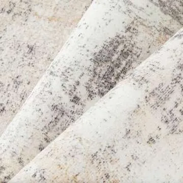 WondRg 8x10 Washable Area Rug Beige Grey Neutral Abstract Living Room Bedroom Large Throw Rug Non Slip Soft Low Pile Indoor Floor Carpet for Dining Room Kitchen Office Entryway