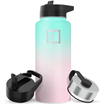 IRON °FLASK Camping & Hiking Hydration Flask with 3 Lids - Stainless Steel, Double Walled & Vacuum ...