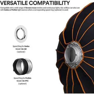 Godox QR-P70 27.5 Inch Parabolic Softbox Bowens Mount, Quick-Setup Quick-Folding, with Front & Inner Diffuser and Carrying Bag for Godox SL60W VL150 UL150 SL150II SZ150 and Other Bowen Mount Lights…