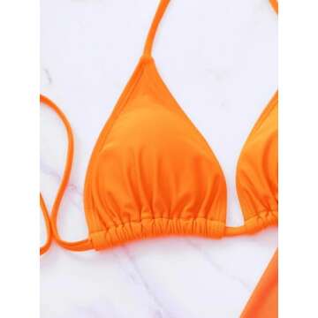 SKAYS Bikini Sets for Women,Bathing Suit for Women,Womens Bikini,Women’s Bikini Swimsuit Cover Up,4 Piece Swimsuits Orange L