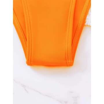 SKAYS Bikini Sets for Women,Bathing Suit for Women,Womens Bikini,Women’s Bikini Swimsuit Cover Up,4 Piece Swimsuits Orange L