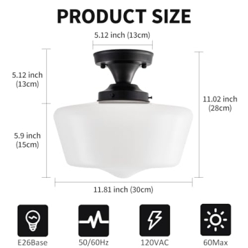 youngrender Black Schoolhouse Light Fixture - Unique Ceiling Light