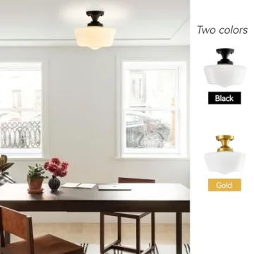 youngrender Black Schoolhouse Light Fixture - Unique Ceiling Light