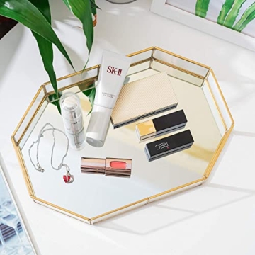 Elegant Decorative Metal Mirror Catchall Tray for Jewelry Display