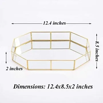 Elegant Decorative Metal Mirror Catchall Tray for Jewelry Display