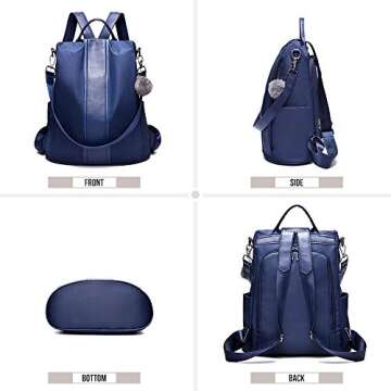 PINCNEL Women Backpack Purse Waterproof Nylon Anti-theft Rucksack Lightweight Shoulder Bag