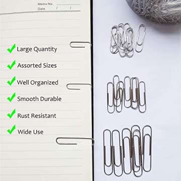 Paper Clips Assorted Sizes, Viemior 700pcs Paper Clips Paperclips for Paperwork - Large Paper Clips, Medium and Small Paper Clips (50 mm, 33mm & 28 mm) - Silver