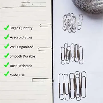 Paper Clips Assorted Sizes, Viemior 700pcs Paper Clips Paperclips for Paperwork - Large Paper Clips, Medium and Small Paper Clips (50 mm, 33mm & 28 mm) - Silver