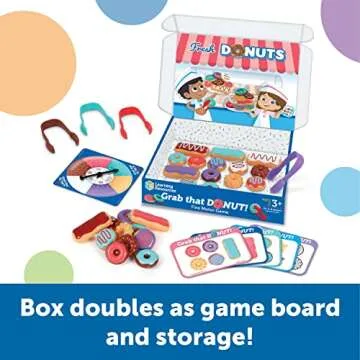 Learning Resources Grab That Donut!, 39 Pieces, Ages 3+,Fine Motor Game, Toddler Learning Toys,Toddler Toys, Educational Games for Kids, Preschool Games,Donut Toys