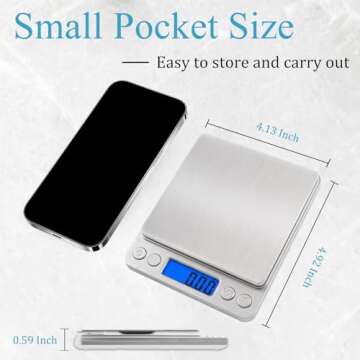 NEXT-SHINE Gram Scale, Digital Pocket Scale Portable Mini Size 500g x 0.01g with Back-Lit LCD Displa...