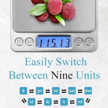 NEXT-SHINE Gram Scale, Digital Pocket Scale Portable Mini Size 500g x 0.01g with Back-Lit LCD Display Stainless Steel Platform Grams Ounces for Coffee Brewing Jewelry Cooking Baking