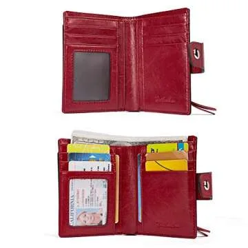 BOSTANTEN Women Leather Wallet RFID Blocking Small Bifold Zipper Pocket Wallet Card Case Purse with ...
