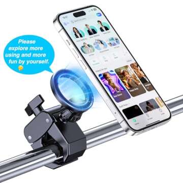 ARMOLABX Magnetic Golf Cart Phone Holder for MagSafe, Magnetic iPhone Holder for Golf Cart, [Upgraded Clamp] Golf Push Cart Phone Holder Mount for iPhone 16/15/14/13/12 Series