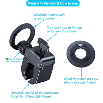 ARMOLABX Magnetic Golf Cart Phone Holder for MagSafe, Magnetic iPhone Holder for Golf Cart, [Upgraded Clamp] Golf Push Cart Phone Holder Mount for iPhone 16/15/14/13/12 Series