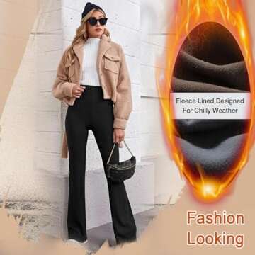MOREFEEL Fleece Lined Winter Flare Leggings for Women