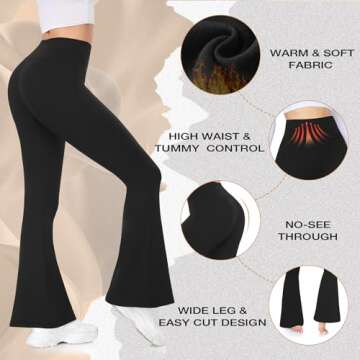 MOREFEEL Fleece Lined Winter Flare Leggings for Women