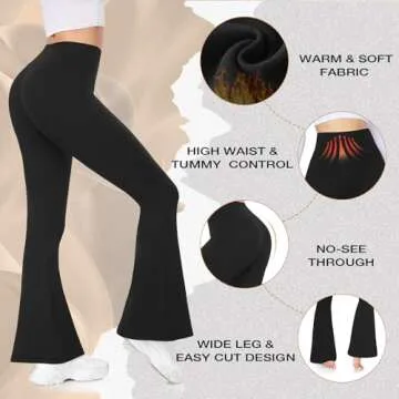 MOREFEEL Fleece Lined Winter Flare Leggings for Women