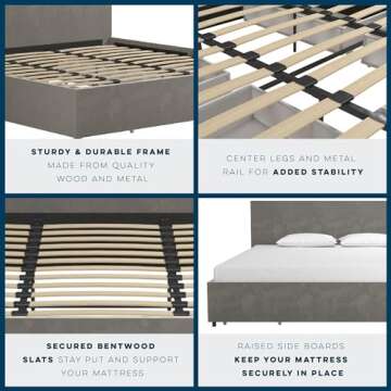 Novogratz Kelly Bed with Storage, King Size, Velvet