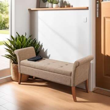 Convenience Concepts Designs4Comfort Garbo Upholstered Storage Bench 51.25" - Contemporary Ottoman B...