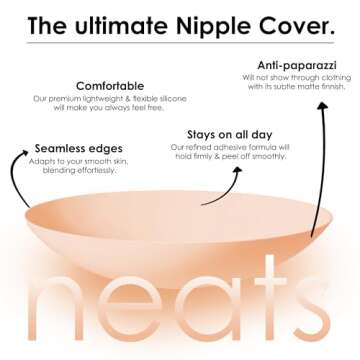 NEATS Nipple Covers for Women, Reusable & Hypoallergenic Adhesive Silicone Pasties (Champagne, 3.2 inch)