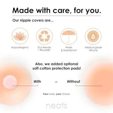 NEATS Nipple Covers for Women, Reusable & Hypoallergenic Adhesive Silicone Pasties (Champagne, 3.2 inch)